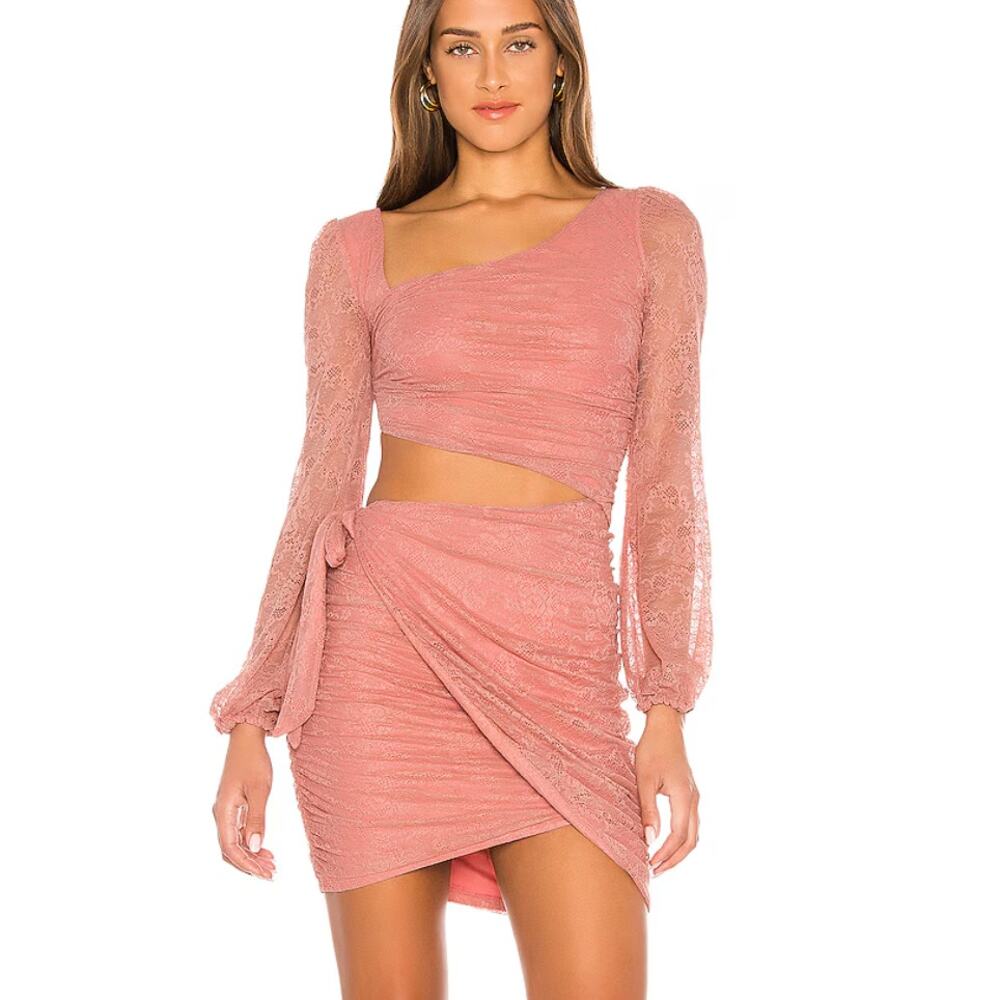 Majorelle Blush Pink Lace Everett Cut Out Mini Dress Size XS